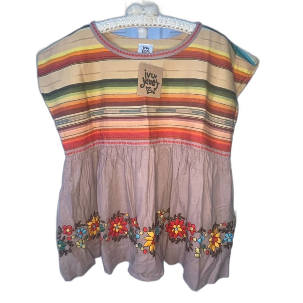 NWT Ivy Jane Embroidered Serape Stripe Boho Womens Top sz XS Resort Summer Vacay - Picture 11 of 11